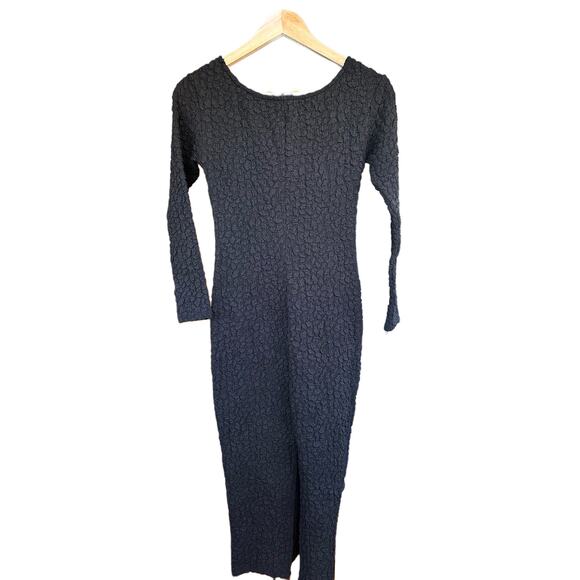 ASTR The Label Women's Black Midi Textured Dress - Picture 2 of 7